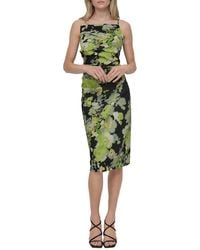 DKNY - Floral Ruched Sheath Midi-Dress - Lyst