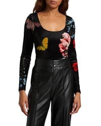 Alice + Olivia - Delaina Scoop Neck Longsleeve Top - Lyst