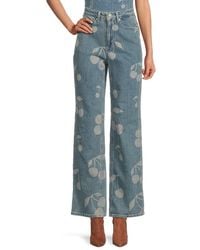 Vero Moda - Tessa Cherry-Print High-Rise Wide-Leg Jeans - Lyst