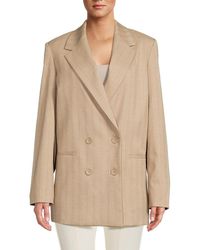 DKNY - Striped Double Breasted Blazer - Lyst