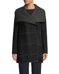 T Tahari Women's Amelia Plaid Double-face Coat - Grey Plaid - Size Xs