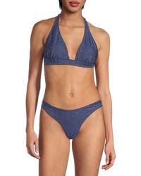MILLY - Chevron Shimmer Halter Bikini Top - Lyst