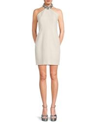 Area - Embellished Virgin Wool Minidress - Lyst
