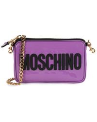 Moschino - Logo Patent Leather Crossbody Bag - Lyst