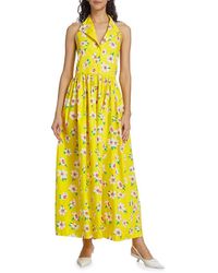 SWF - Open Back Floral Cotton Maxi Dress - Lyst