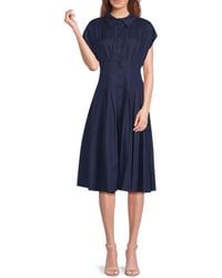Mikael Aghal - Point Collar Pleated Midi Shirtdress - Lyst