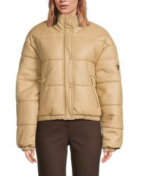 Guess - Faux Leather Puffer Jacket - Lyst