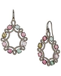 Banji Jewelry - Sterling, Multi-Color Tourmaline & Diamond Drop Earrings - Lyst