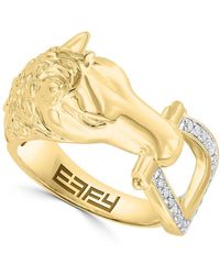 Effy - 14K & 0.2 Tcw Diamond Horse Bit Ring - Lyst
