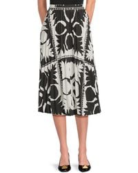 RED Valentino - Abstract Print Midi Skirt - Lyst