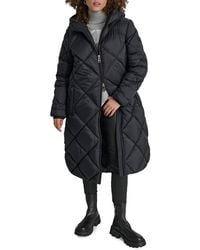 DKNY - Missy Diamond Quilted Longline Puffer Coat - Lyst