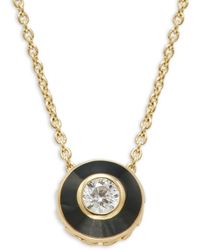 Nephora 14k Yellow Gold, Enamel & Diamond Pendant Necklace - Metallic