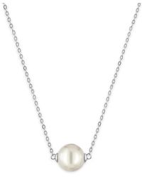 Majorica 10mm White Faux Pearl & Sterling Silver Pendant Necklace - Metallic
