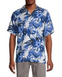 Tommy Bahama Tropical-print Silk Shirt - Blue