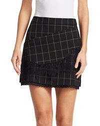 Tanya Taylor Tasia Windowpane Lace Skirt - Black