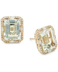 Effy - 14k Yellow Gold, Amethyst & 0.25 Tcw Diamond Stud Earrings - Lyst