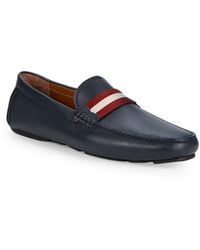 Bally Stripe Leather Loafers - Blue