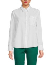 Ellen Tracy - Verical Stripe Button Down Shirt - Lyst
