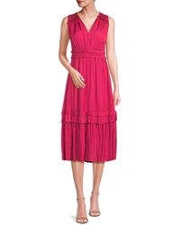 Tahari - Ruffle Tiered Midi A Line Dress - Lyst