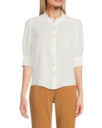 Tommy Hilfiger - Ruffle Band Collar Shirt - Lyst
