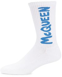 Alexander McQueen - Contrast Logo Ribbed Crew Socks - Lyst
