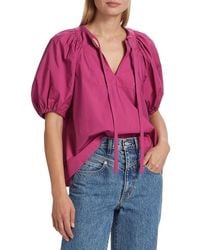 Ba&sh - Jamie Puff-Sleeve Cotton Top - Lyst