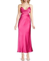 Bebe - Satin Cut-Out Midi-Dress - Lyst