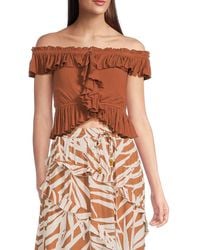 Vintage Havana - Ruffle Off-The-Shoulder Top - Lyst
