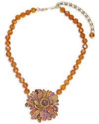 Heidi Daus Multicolour Rhinestone Beaded Flower Pendant Necklace - Metallic