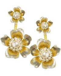Eye Candy LA - Amelia Goldtone & Glass Pearl Flower Drop Earrings - Lyst