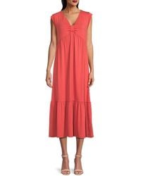 Tommy Hilfiger - V Neck Midi Dress - Lyst
