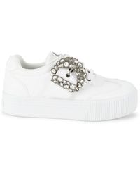 Karl Lagerfeld - Embellished Buckle Platform Sneakers - Lyst