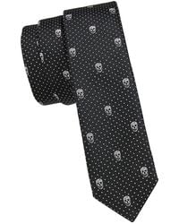 McQueen - Skull Patterned Silk Slim Tie - Lyst