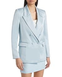 If Only Studio - Hammered Satin Double-Breasted Blazer - Lyst