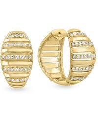 Effy - 14K & 0.23 Tcw Diamond Huggie Earrings - Lyst