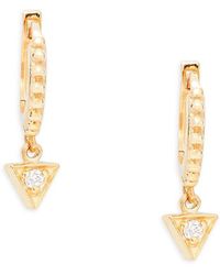 Anzie - Dew Drop Cléo 14k Yellow Gold 0.06 Tcw Diamond Huggie Earrings - Lyst