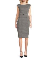 Calvin Klein - Houndstooth Sheath Knee-Length Dress - Lyst