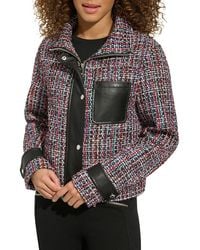 Karl Lagerfeld - Tweed Faux Leather Moto Jacket - Lyst