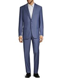 Canali Natural-fit Textured Wool Suit - Blue