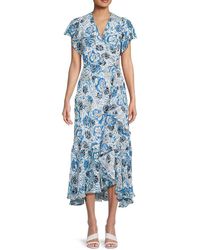 Tanya Taylor Blaire Floral Voile Wrap Dress in Green | Lyst