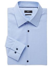 BOSS by HUGO BOSS Jano Slim-fit Micro Check Dress Shirt - Blue