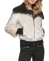 Karl Lagerfeld - Funnel Neck Faux Fur Bomber Jacket - Lyst