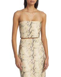 Helmut Lang - Python Snake-Embossed Leather Crop Top - Lyst