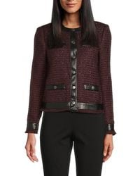 Saks Fifth Avenue - Faux Leather-Trim Tweed Jacket - Lyst