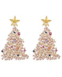Eye Candy LA - Luxe Goldtone & Cubic Zirconia Christmas Tree Drop Earrings - Lyst