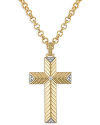 Esquire - 14k Goldplated Sterling Silver & 0.1 Tcw Diamond Cross Pendant Necklace - Lyst
