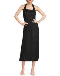 Saks Fifth Avenue - Halter 100% Linen Midi-Dress - Lyst