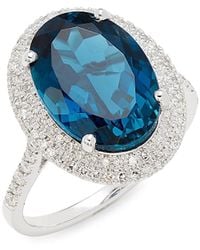 Effy - 14k White Gold, Diamond & Blue London Topaz Ring - Lyst