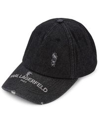 Karl Lagerfeld - Distressed Denim Baseball Cap - Lyst