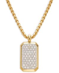Effy - 14k Yellow Goldplated Sterling Silver & White Sapphire Dog Tag Pendant Necklace - Lyst